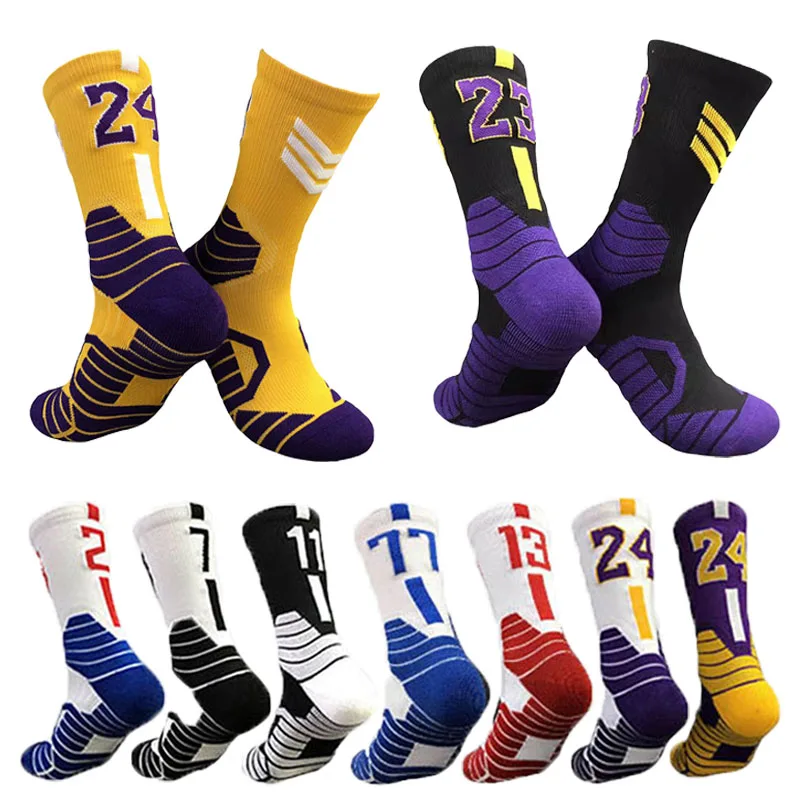 Professional Star Basketball Socks Adults Kids Number 23 Elite Towel Bottom Sports Socks Non-slip Breathable Durable Socks