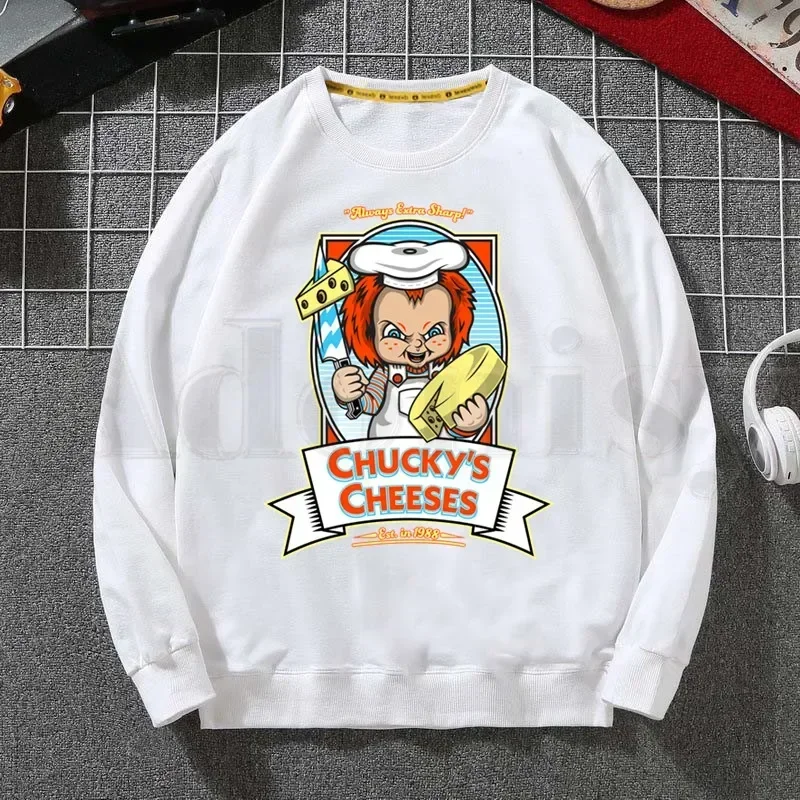 

Chucky Horror Movie Cartoon Design New Men Sweatshirt Solid Color Print Trend Coat Mens Clothes Hip-Hop Male Clothing