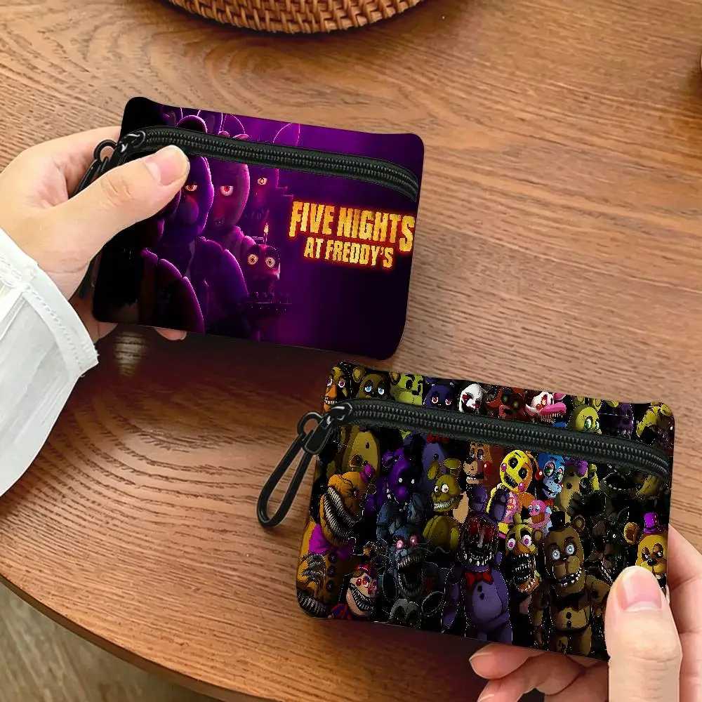 F-Fnaf F-Five-N-Nights-At-F-Freddys Anime Multifunctional Oxford Cloth Small Pouch With Hook Mini Coin Wallet Earbud Storage Bag