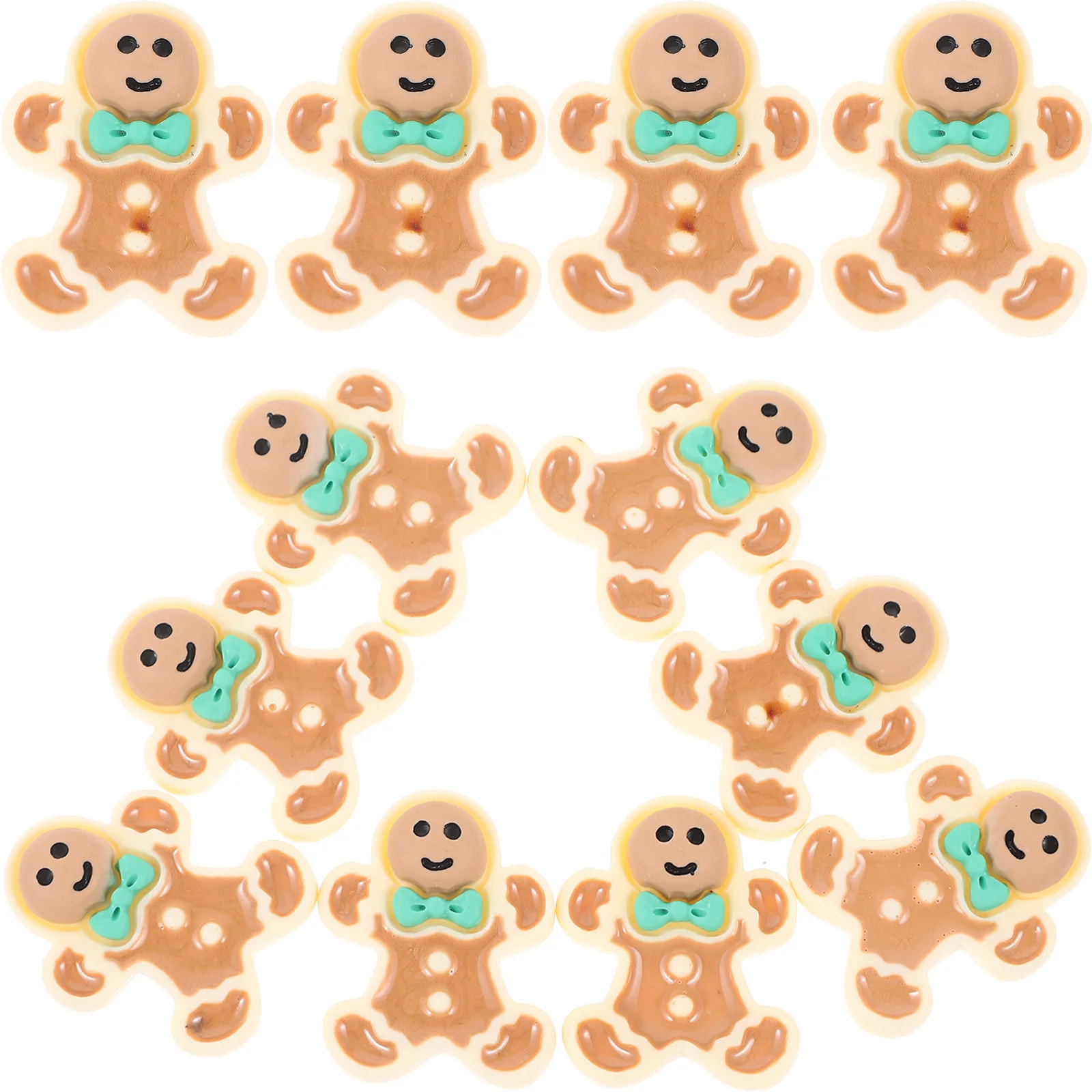 40 Pcs Gingerbread Man Accessories Simulation Christmas Decor Resin Xmas Garland DIY Accessory Letter Keychain