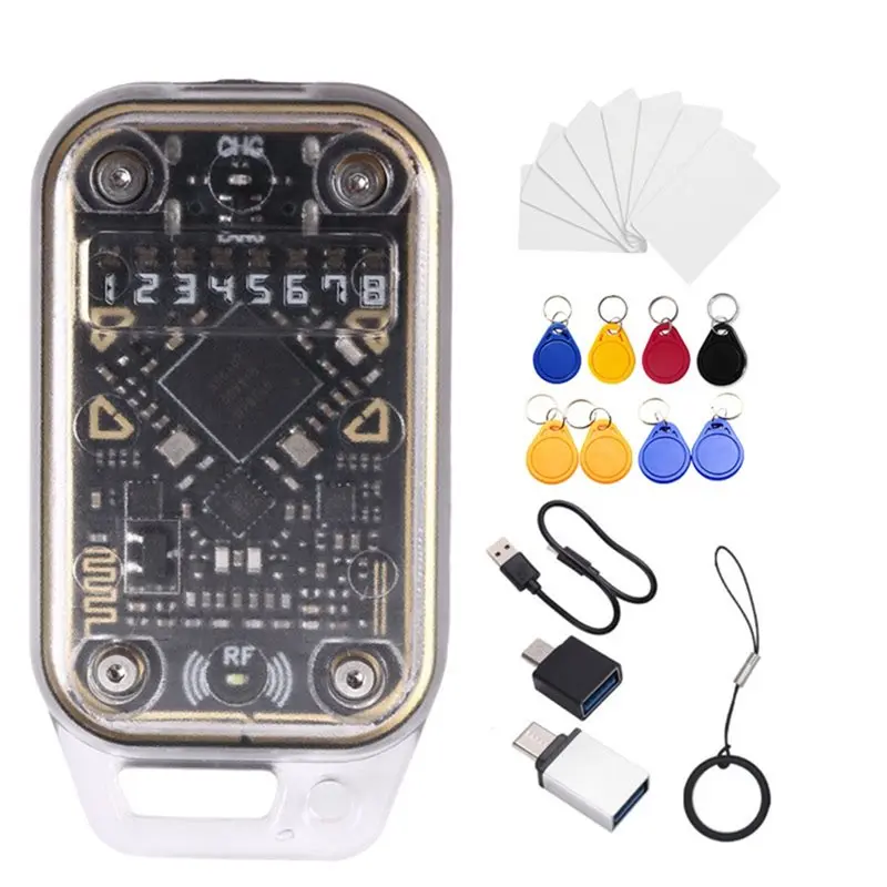 【MUST-HAVE】Chameleon V2.0 RFID Smart Chip Reader Emulator+ 8X UID Keychain/CUID Card ID IC 125Khz 13.56Mhz Card Decoder NFC Dupl