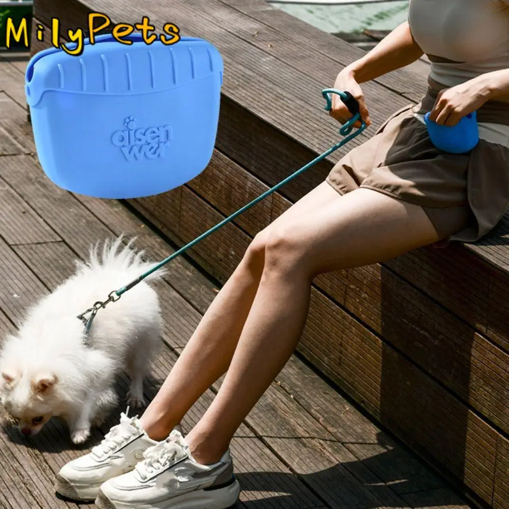 

Portable TPR Dog Treat Pouch Soft with Waist Belt Clip Dog Reward Waist Bags Candy Color Dog Treat Pockets Training
