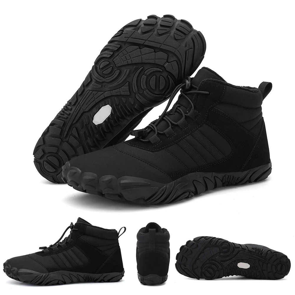 Winter Warm Women Men Sneakers Barefoot Waterproof Non-Slip Breathable Snow Boots High-top Padded Camping Hiking Ankle Shoes