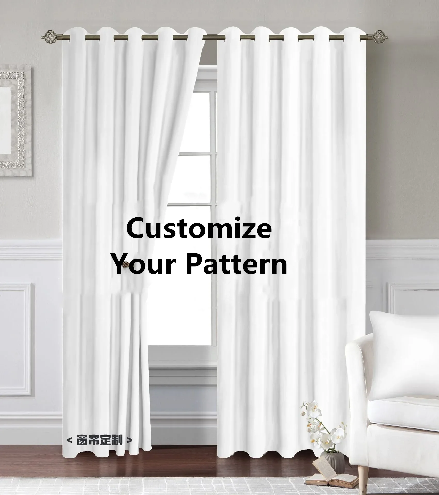 Custom Your Design Photo Pattern Light Filtering Drapes Window Curtains for Living Room Bedroom 2 Pieces Decor