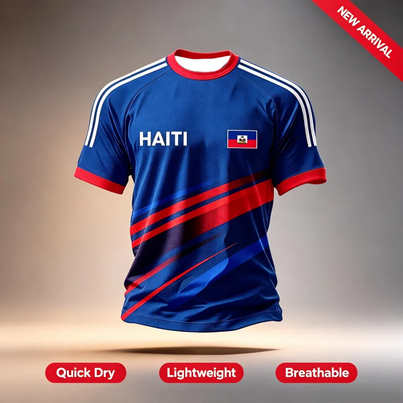 2026 New Haiti 3D Printing Theme Football Shirt Culture  Fan Surrounding Sports Match Training T-shirt Men's Parent-child