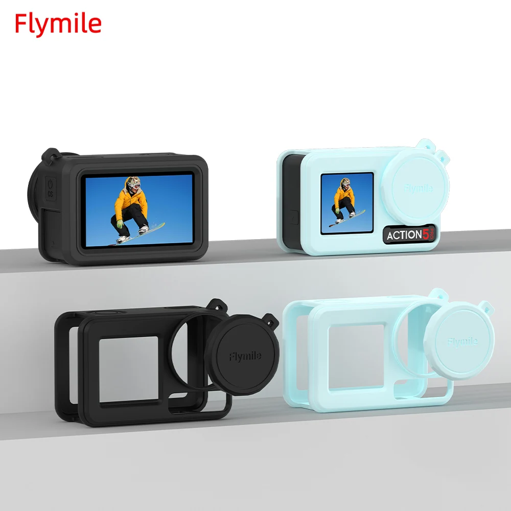 Silicone Protective Cover for DJI Action 5 Pro/Action 4/3 Camera Accessories Full Protector Case with Lanyard Scratch-proof Cap