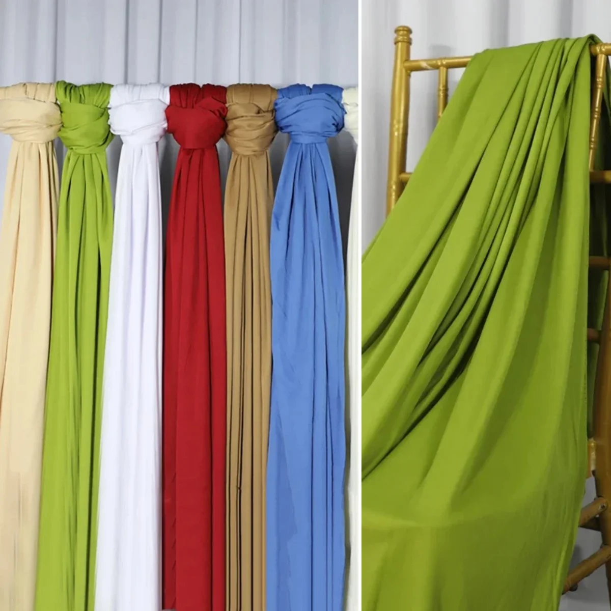 

Green elastic knitted fabric wedding decoration curtain fabric background drape handmade DIY sewing dress lining designer fabric