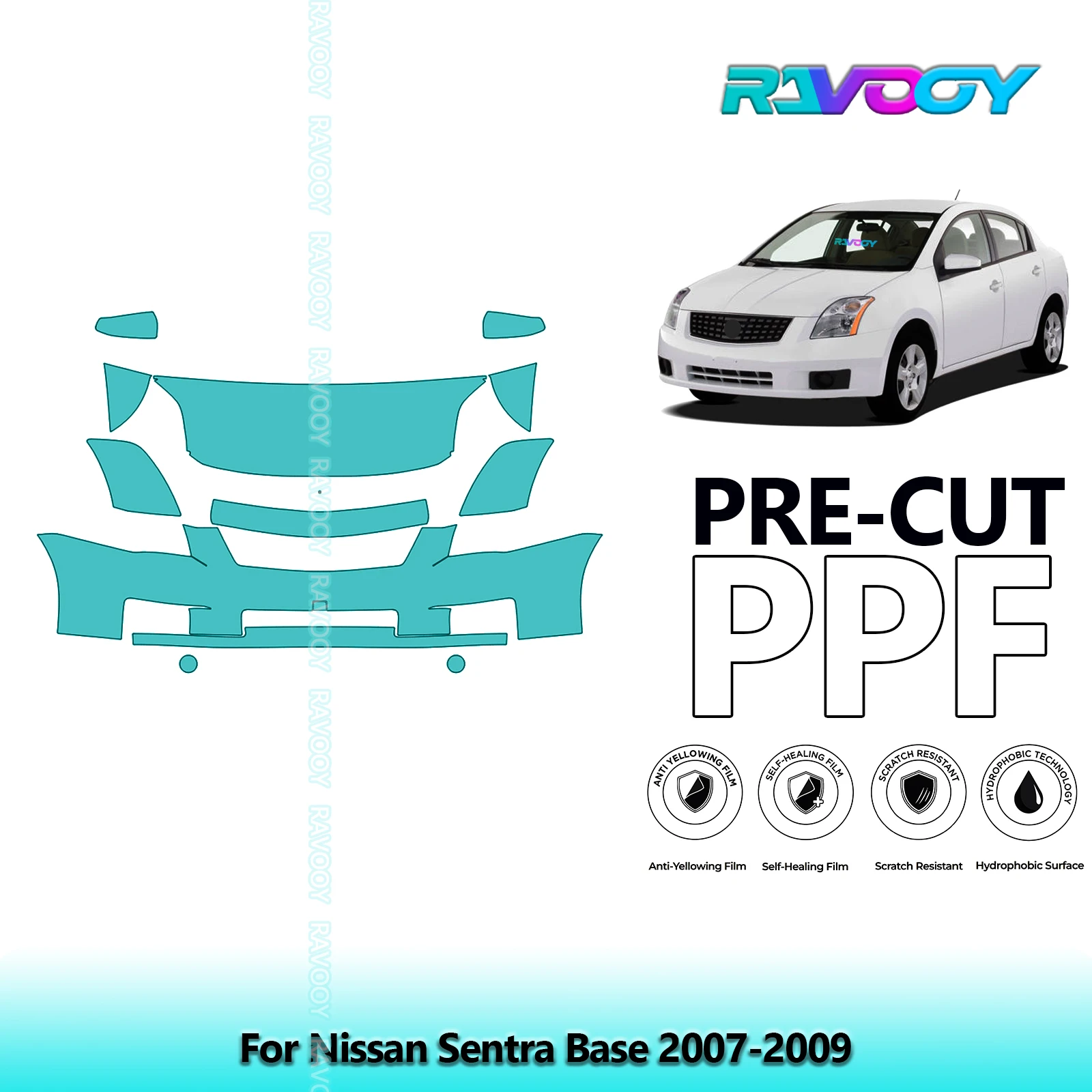 

Передний комплект автомобиля, прозрачный бюстгальтер, предварительно вырезанная защитная пленка PPF для Nissan Sentra Base 2007-2009