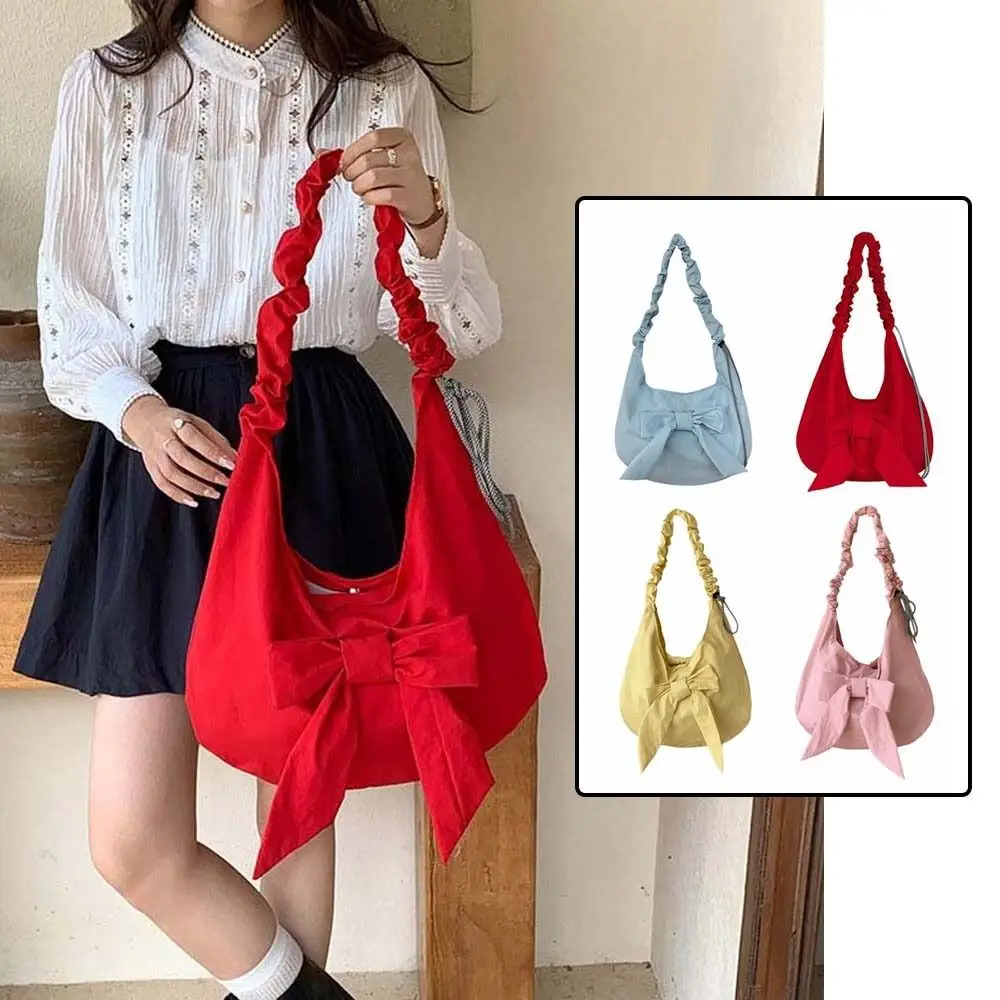 

Весенне-летняя женская сумка-пельмень с большим бантом, корейская модная повседневная сумка для работы, вместительная сумка-тоут