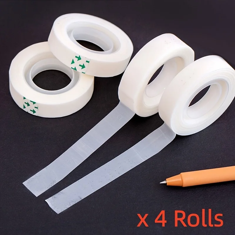 4Rolls/pack Adhesive Tape Clear Transparent Masking Tape for DIY Crafts Arts Drawing
