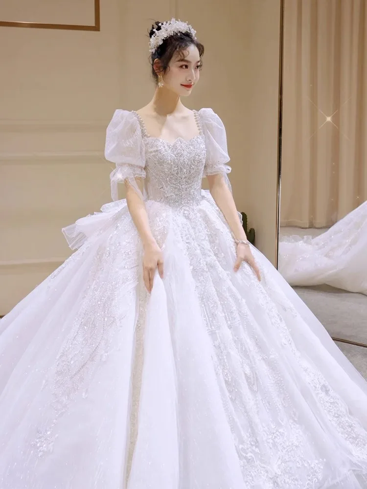 

Свадебное платье небольшой высоты 144-155 см, новинка 2024 года, высококачественное, с большим хвостом, с основной усовершенствованной текстурой, 150, короткая невеста