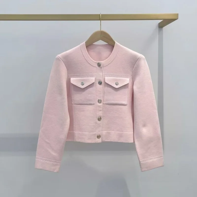 

Ранняя осень Faion круглый вязаный кардиган, пальто и комплект юбки для женщин, прямой крой, длинный све, чистый цвет