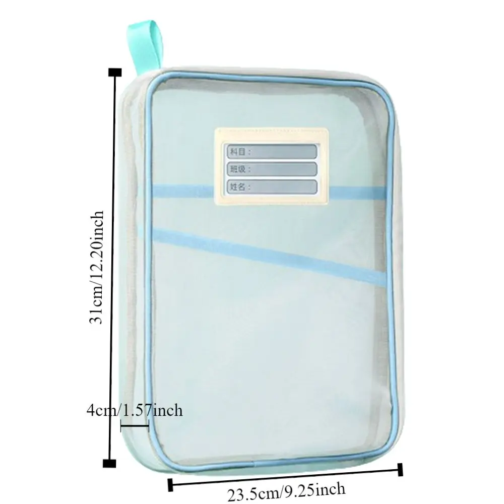 Large Capacity Test Paper Storage Bag Mesh Transparent File Folder Bag Zipper Multi Color Stationery Organizer Pouch Students