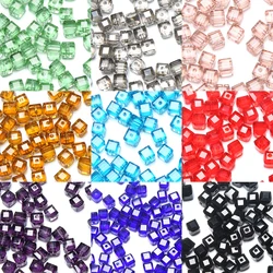 (95Pcs/Lot) 4mm Square Faceted Glass Crystal Spacer Beads For Jewelry Making 17Colors