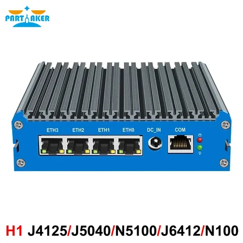 H1 Fanless Mini PC Intel Celeron J4125/J5040/N5100/J6412/N100  4x 2.5G LAN HDMI, ESXi PfSense Firewall