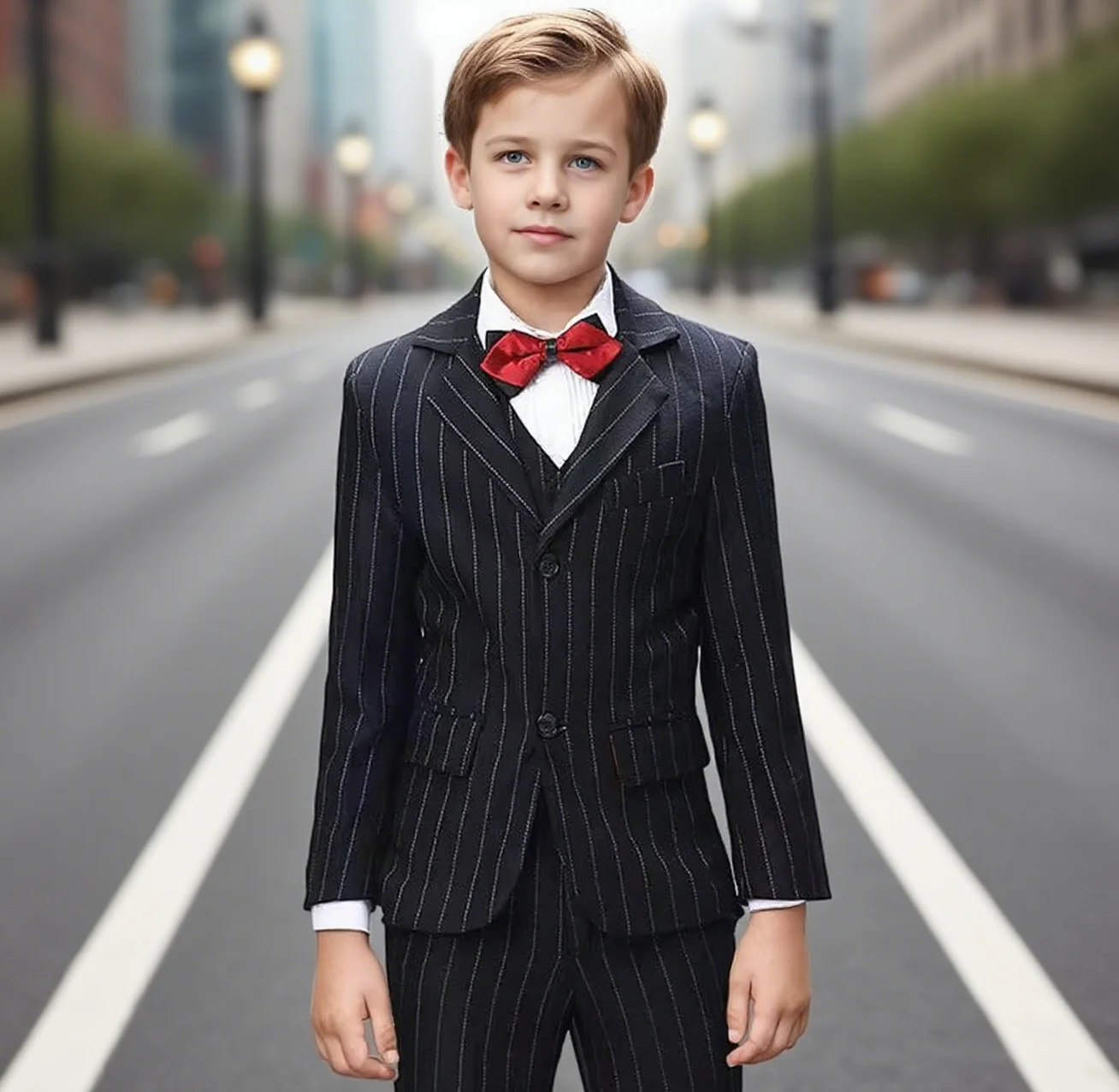 

Formal Black Striped Boys Suit for Wedding Flower boy Dress Three Piece Set Blazer Vest Pants Outfits Party Boys Suit 2025