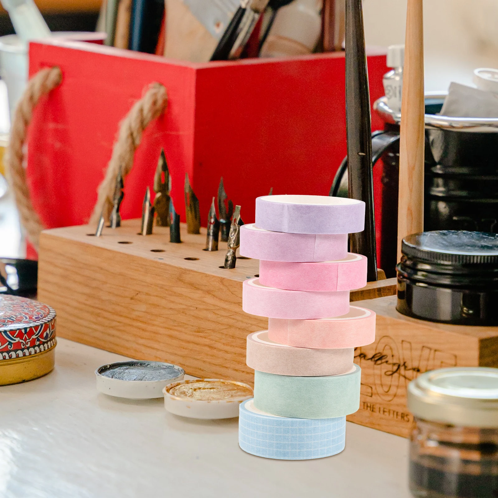 

8 Rolls Washi Tape Decorative Solid Color Masking Tape for Scrapbook DIY Craft Journal Gift Wrapping Washi Tapes