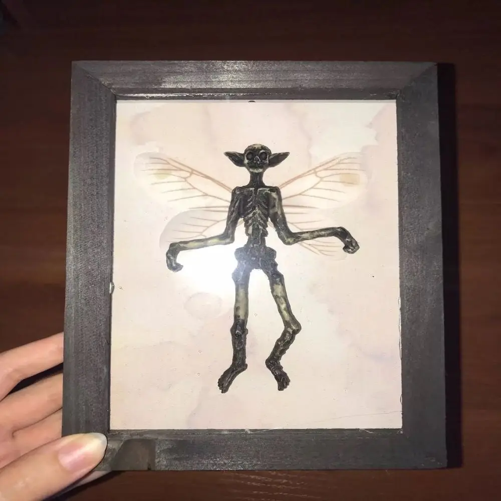 Mysterious Ghost Specimen Gothic Decor Photo Frame Taxidermy Animals Halloween Decorations Fairy Skeleton Witchy Decor Wood