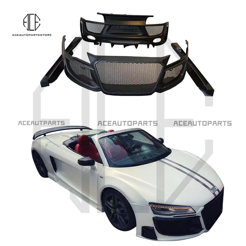 R-gula Style Glass Fiber Body Kit  Front Bumper Lip  Rear Diffuser Side Skirt Spoiler Auto Parts For Audi R8 2007-2015