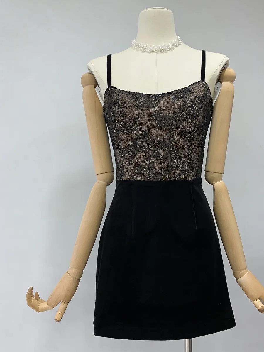 TWOTWINSTYLE Hit Color Slimming Printing Sexy Dresses for Women Square Neck Sleeveless High Waist Fashion Mini Dress Female New