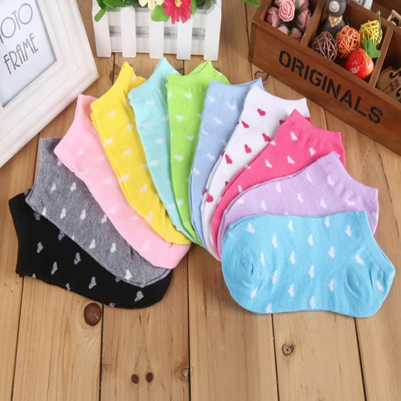 

5pairs/lot Spring Summer Women Short Socks Girls Low Cut Ankle Socks Breathable Solid Fashion Cute Dot Women Socks