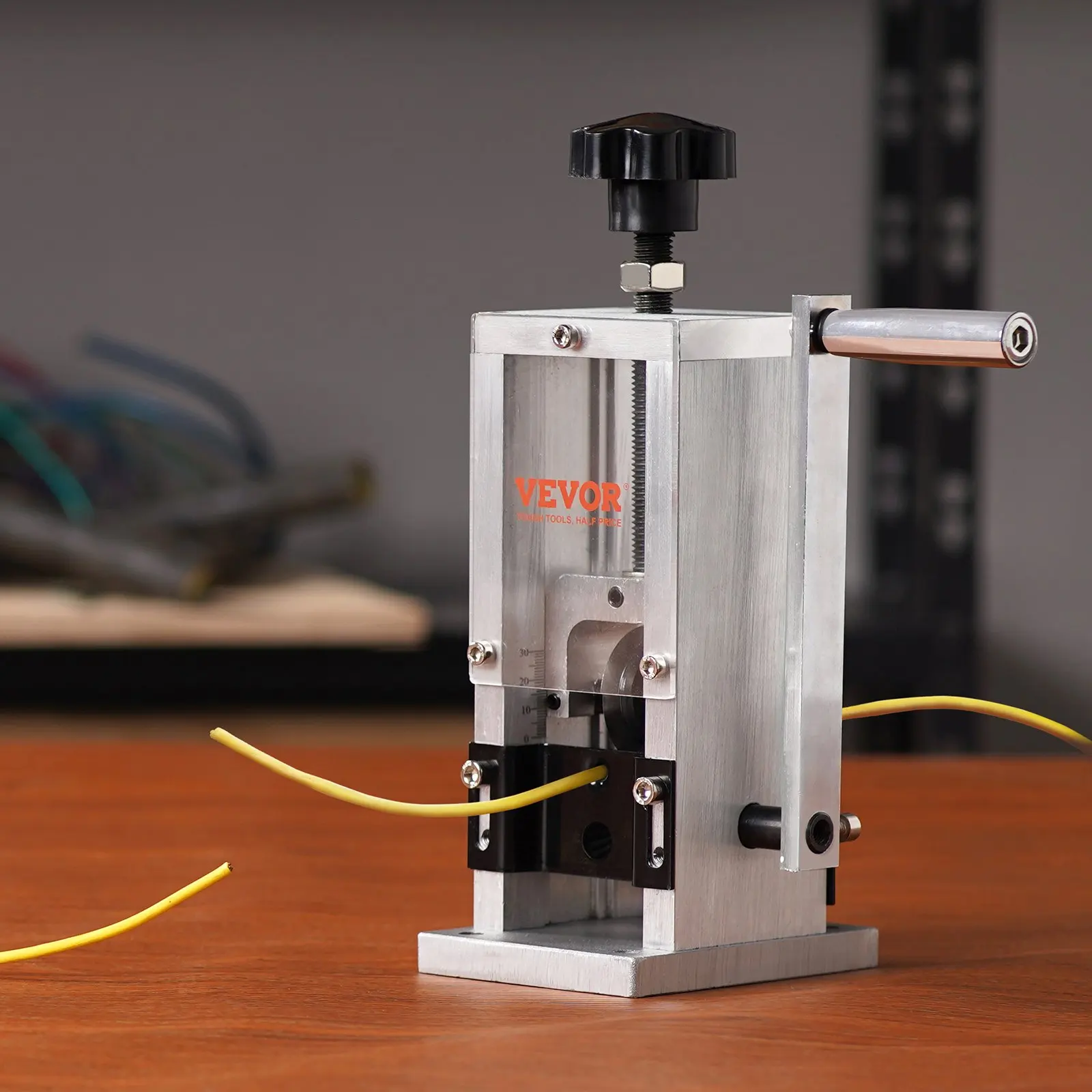 手動ワイヤーストリッピングマシン、手回しまたはドリル駆動式銅線ストリッパー、可視なストリッピング深さ基準付き