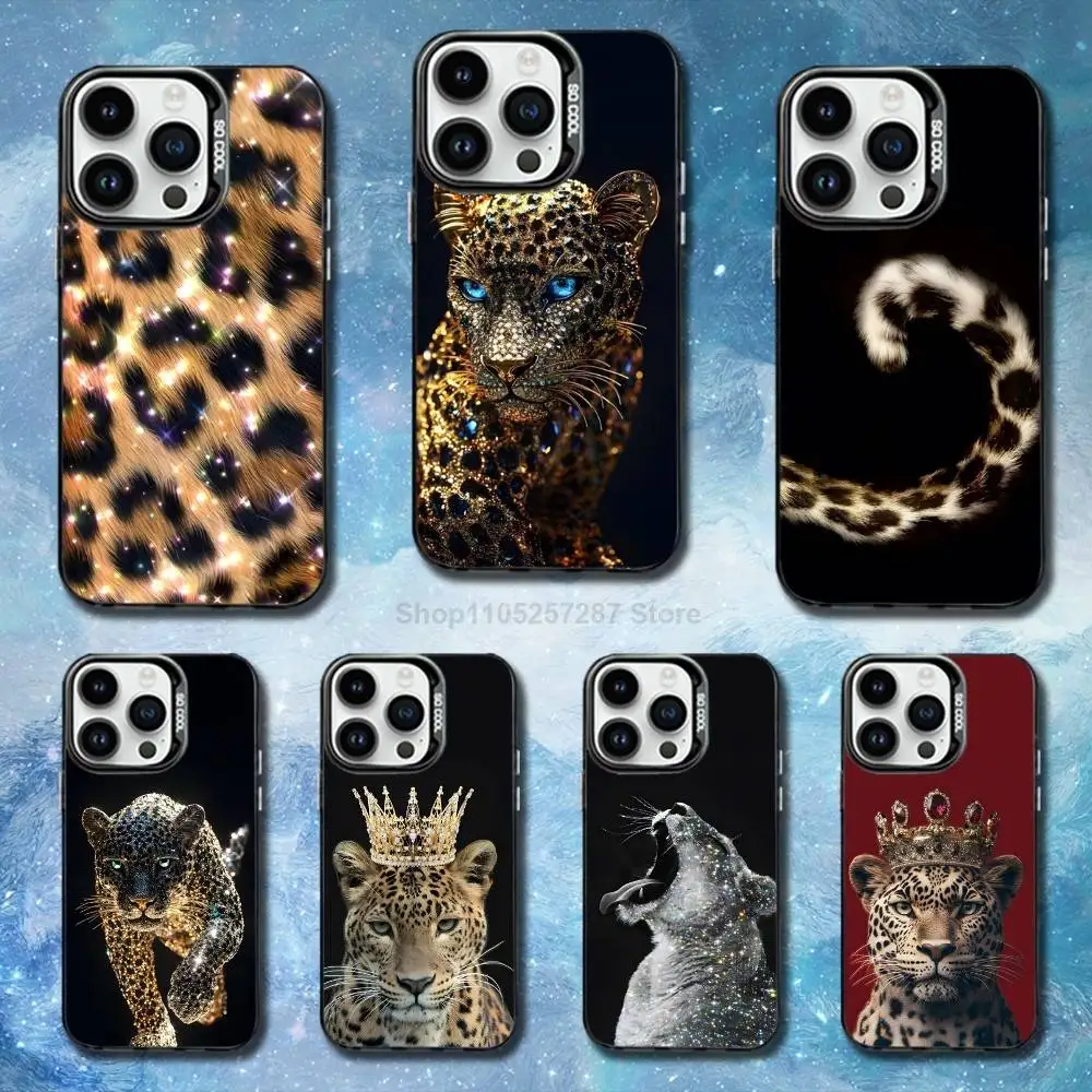 

Luxury Fashion leopard Print Phone Case For iPhone 14,17,13,12,11,16,15,Mini,Pro,SE,XS,MAX,Black Matte Silicone Cover