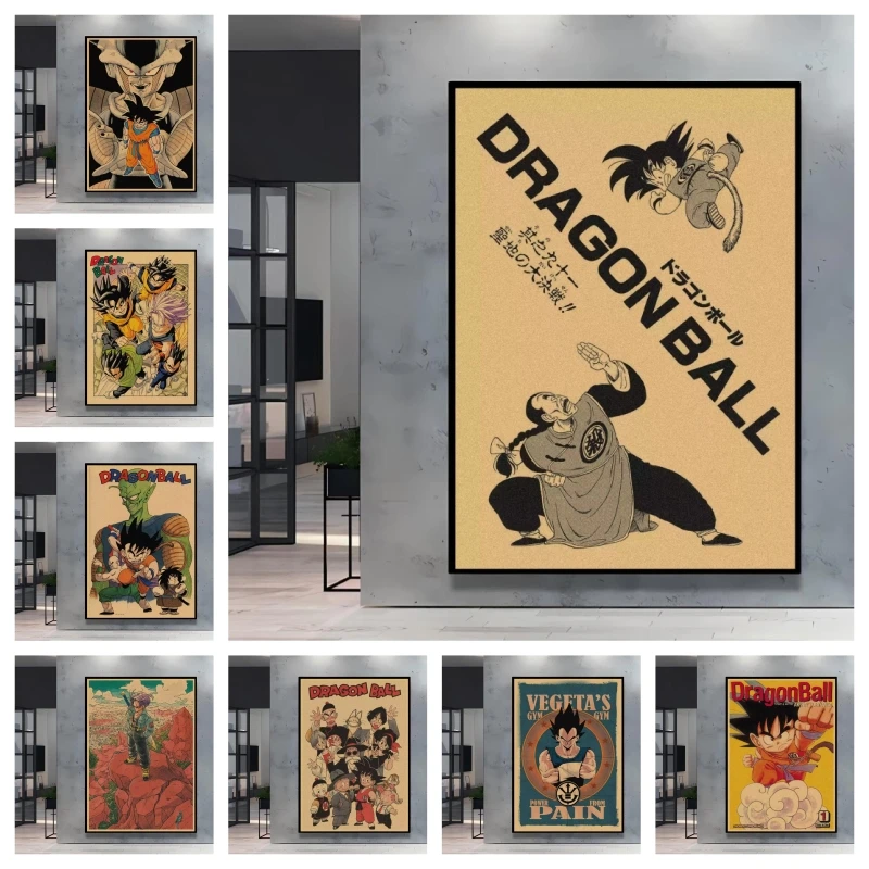 

Retro Style Dragon Ball Theme Art Wall Painting Cartoon Figures Goku Hd Canvas Poster Print Modern Home Child Room Decor Gifts