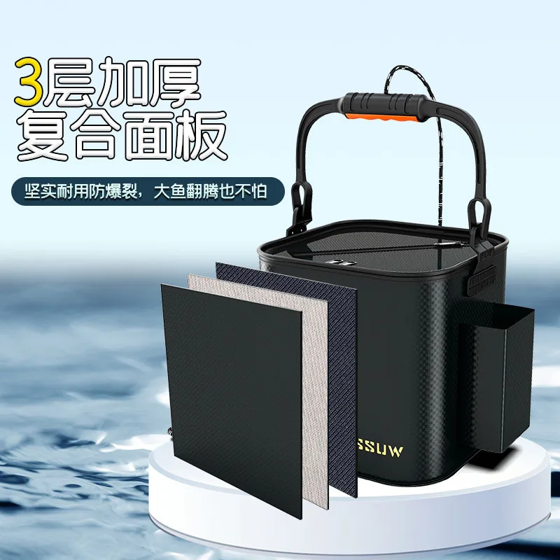 Thickened Fishing Bucket EVA Buckets Portable Live fish Bucket Folding One-piece Fish Bucket Y660