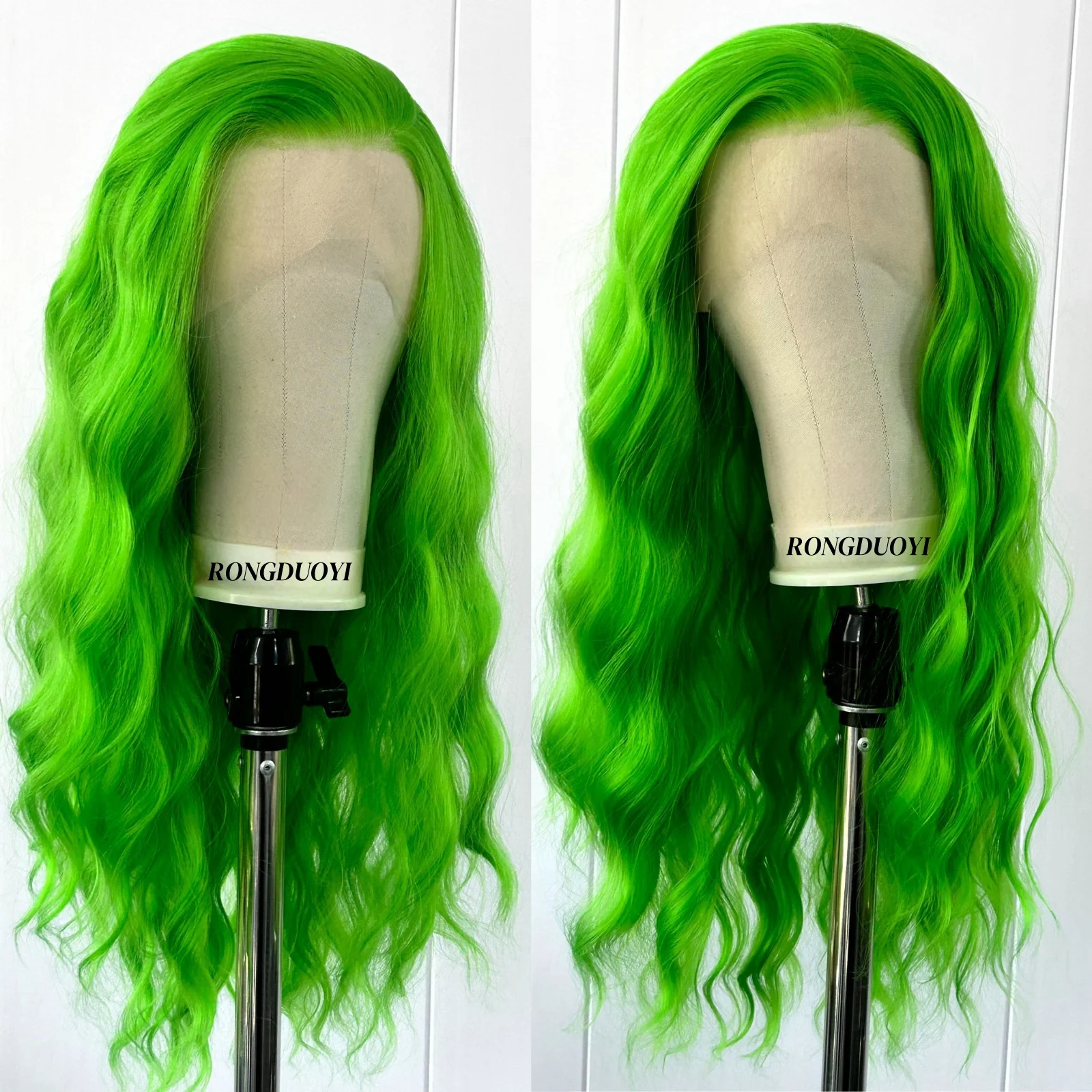 Groene pruik Los krullend synthetisch haar Gratis deel Natuurlijke haarlijn Lang krullend Golvend 13X4 Gekleurde pruiken voor vrouwen Dagelijks feest Cosplay