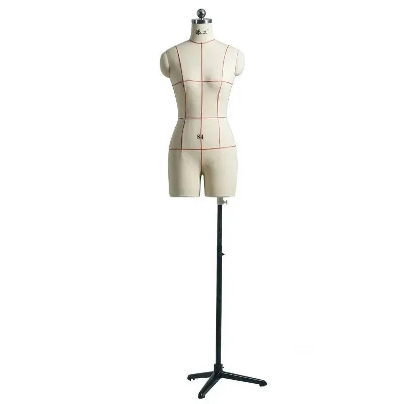 Sewing Tailor Mannequin Linen Body Show Cloth Mannequin Ladies\' Clothing Upper Body Window Display Model with Wheels Base