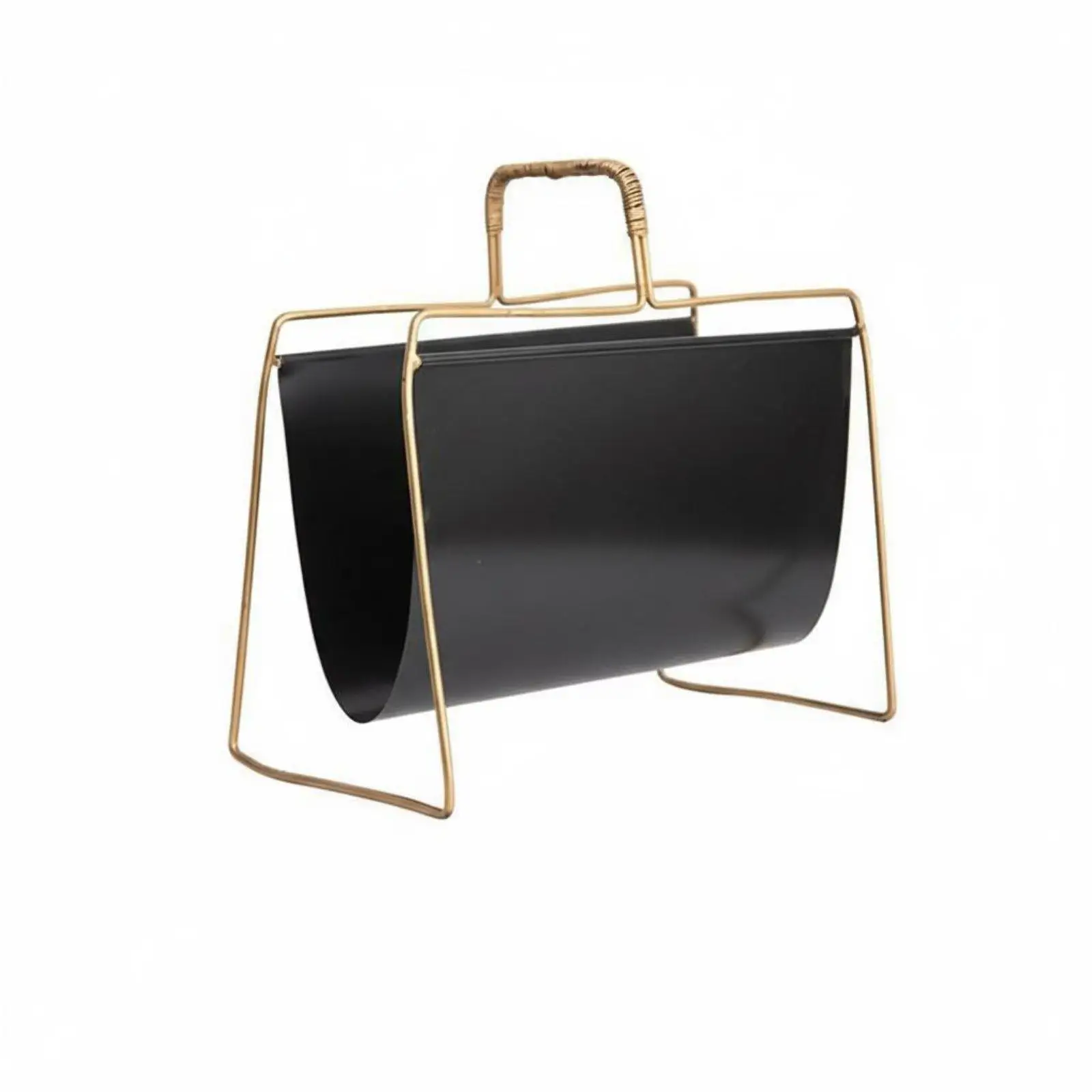 Periodical Rack Retro Design Portable Book Carrier Woven Handle Feature