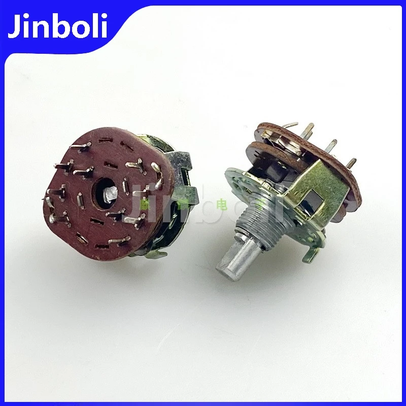 3PCS Rotary Band Switch Audio Source And Video Signal Selection Switch Chassis Switch 2 Knife 4 Speed D Shaft Length 15mm