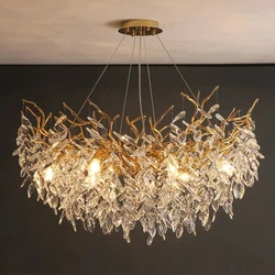 Luxe Gouden Kristallen Led Kroonluchters Woonkamer Eetkamer Slaapkamer Verlichting Glans Plafond Hanglampen Indoor Villa Verlichting Armatuur