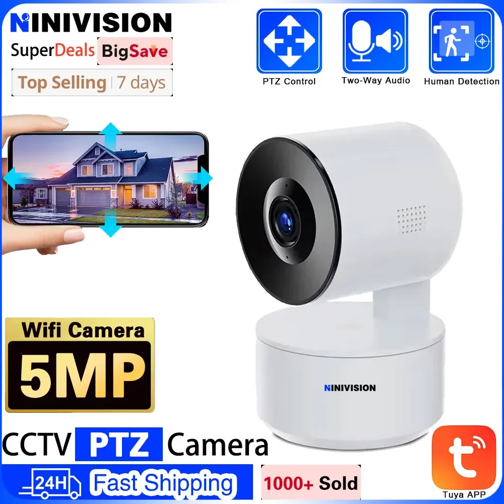 

5MP Mini WiFi IP Camera Indoor Wireless Home Security AI Human Detect CCTV Surveillance Cam Auto Tracking Tuya Smart Life