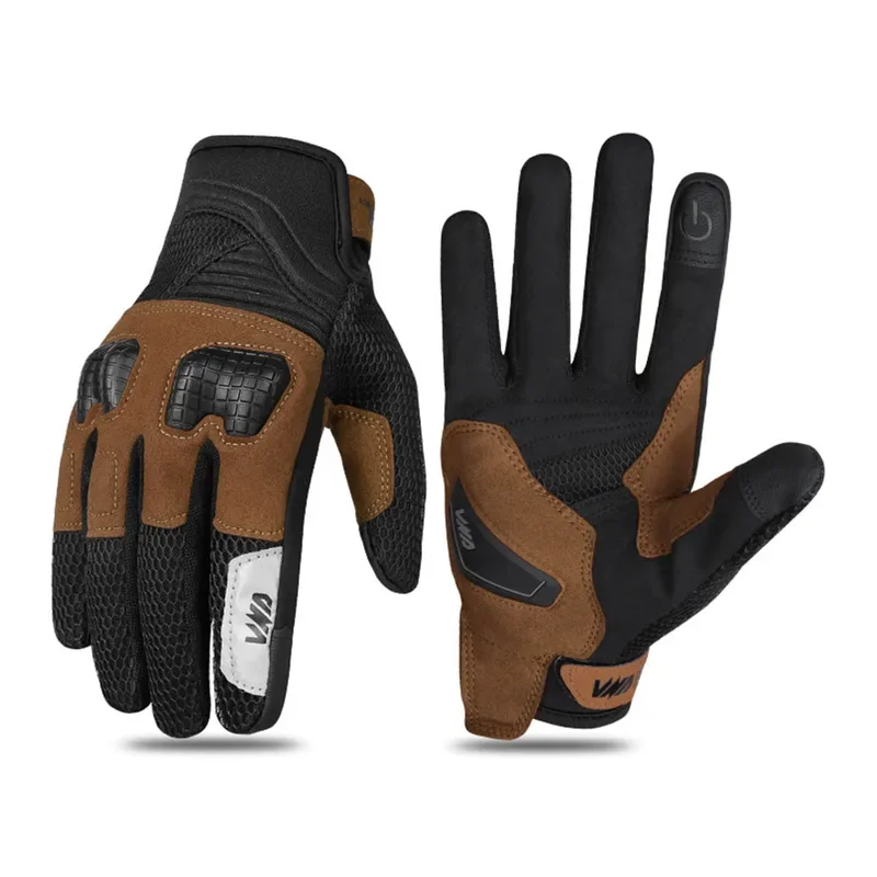 Brown Ergonomic Anti-Fall Motorcycle Gloves accesorio de moto for Men  Spring/Summer Touch-Sensitive Racing Glove with TPU Shell