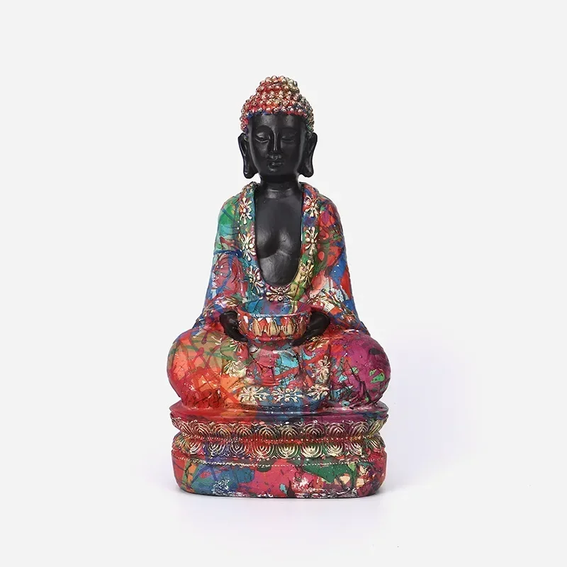 

Buddha Statue Candle Holder Religious Supplies Restaurant Resin Water Transfer One-handed Household Handicraft Ornaments