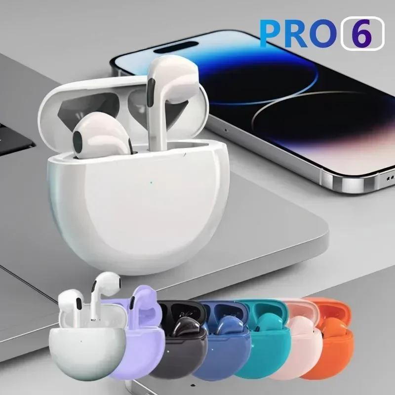 Pro 6 TWS Wireless Headphones with Mic Headset Fone Bluetooth Earphones Sport Running Earpieces for iPhone Xiaomi Pro6 Earbuds