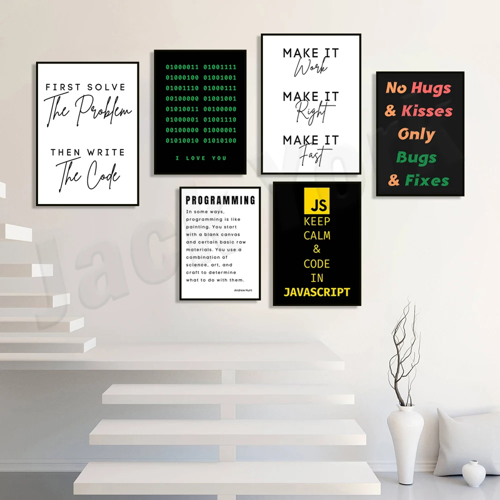 The art of clean code quotes, programmer quotes, web developer binary code, the code you write makes you a programmer poster,
