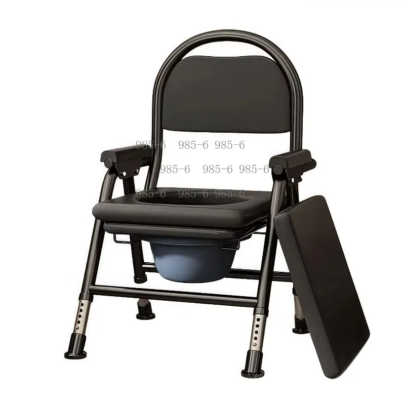 Folding Toilet Seat with Wheels and Bucket Elderly Home Care Mobility Aid