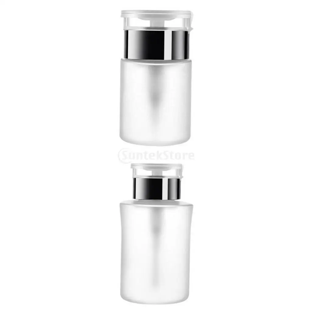Leakproof Lockable Press Bottle Empty Remover Pump Container for Nail Polish Remover Brushes Swabs Travel Friendly