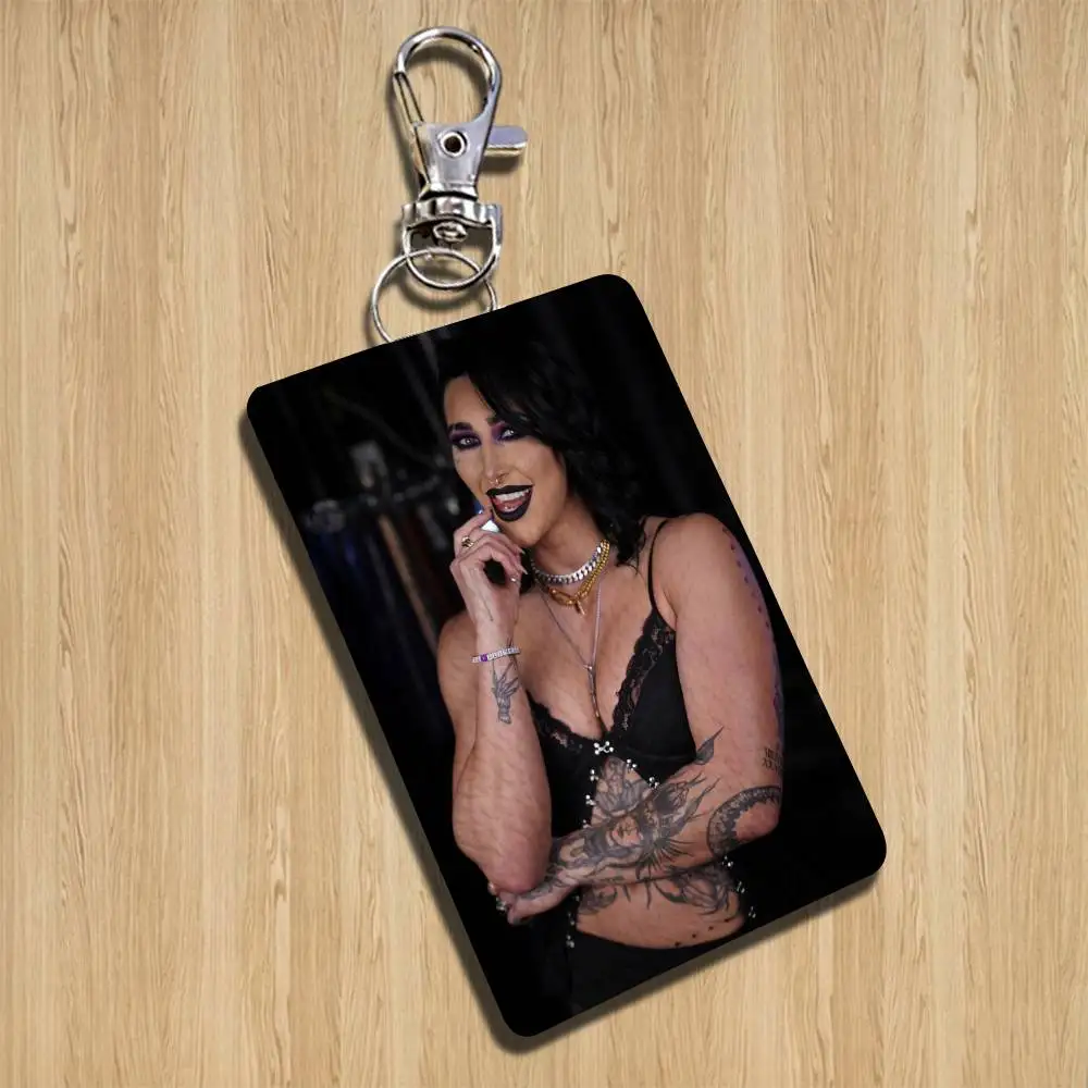 voluptuous R-Rhea Ripley Ace Rectangle ID Card Case Keychain Access Card Bag Key Tag Ring Leather Card Holder Key Ring Access