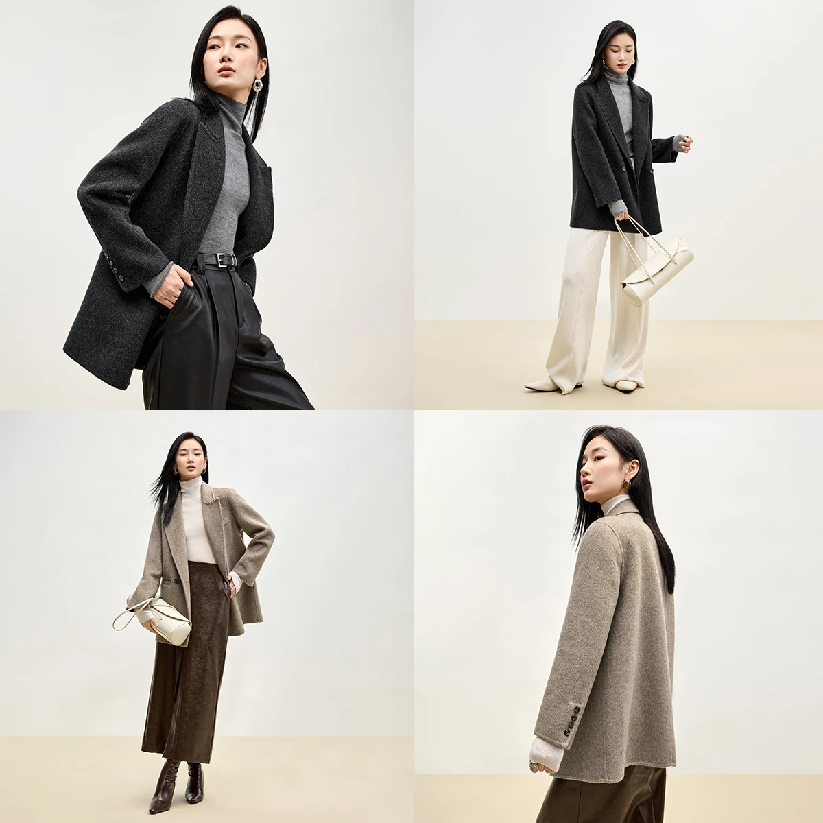 SENTUBILA Wool Blend Blazer Jacket Women 2025 Winter Warm Double Breasted Woolen Coat Woman Outerwear Female Clothing W44O56673