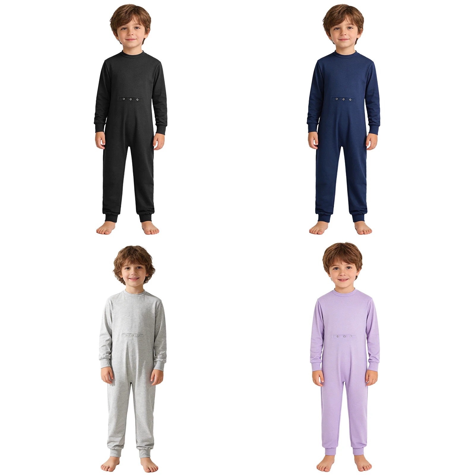 Children Special Needs Adaptive Jumpsuit Long Sleeve Zipper Anti-strip Jumpsuit with Feed Tube Homewear for Autism Sensory Kids