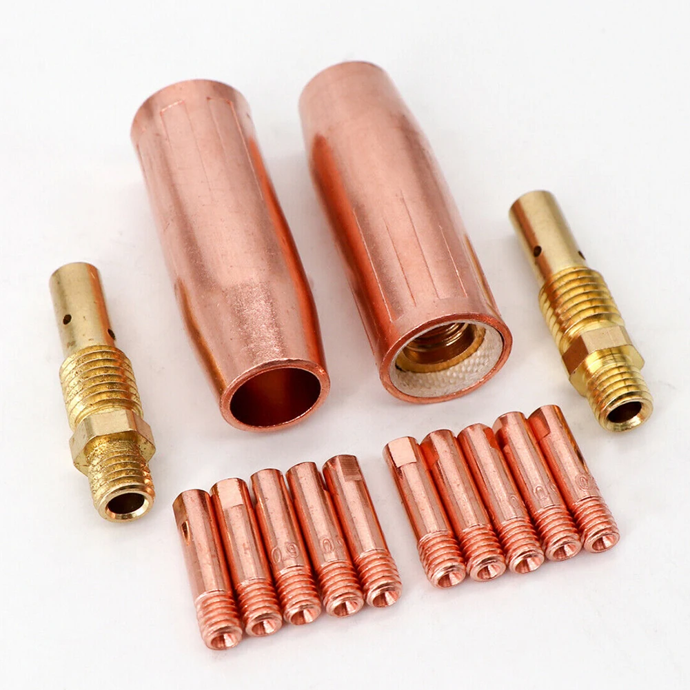 14Pcs MIG Welding Kit For 100L Contact Tip Gas Diffuer Nozzle Thread 0.6mm-1.2mm Tips Welding Torch Consumable Soldering Tool