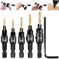 Woodworking Countersunk Twist Drill Hexagonal Handle Hole Opener Set Screw Cap Drill Bit Chamfering Punching Integrated Drilling