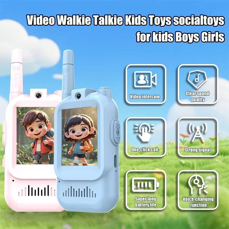 Kids Video Walkie Talkies, 2 Pack for Kids, Rechargeable Video Call Toys for Christmas Birthday Gift for Boys Girls Age 3-15