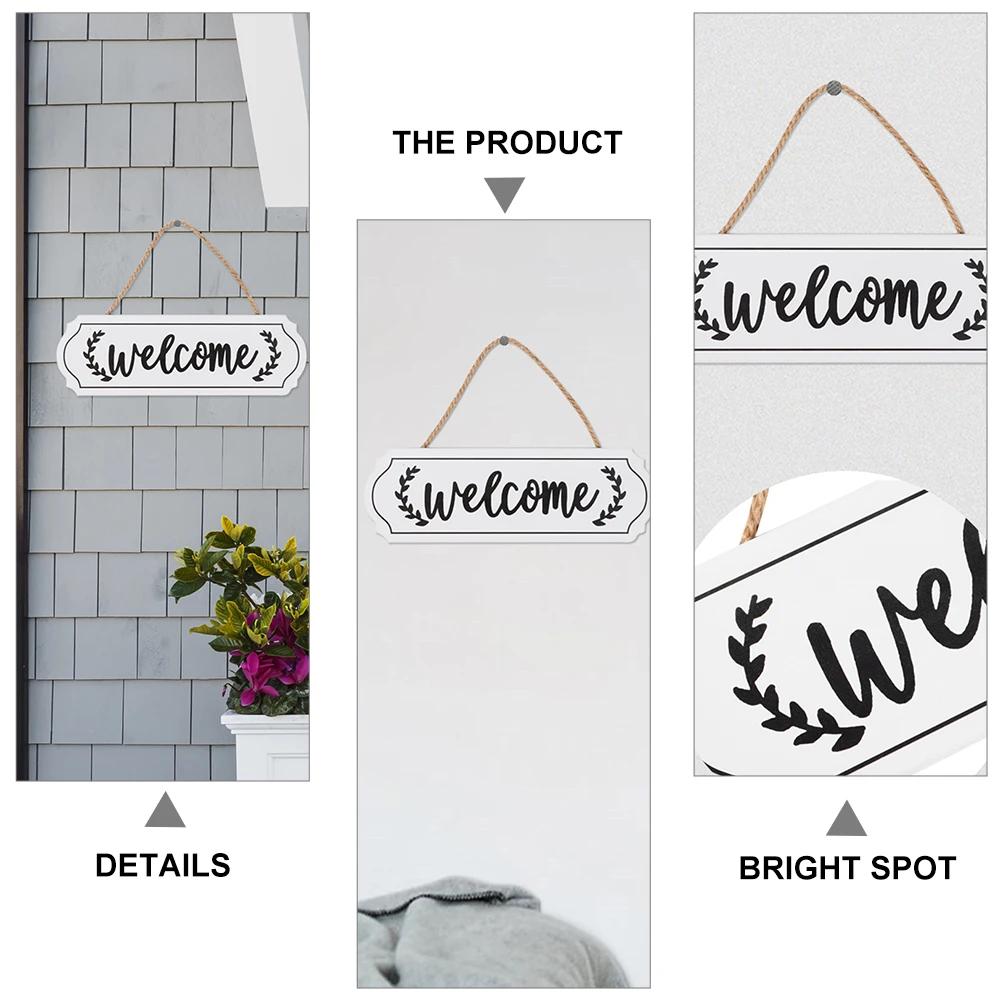 

2pcs Wooden Decorative Door Sign Front Porch Office Home Restaurant Welcome Tag Wall Hanging Ornament Decorative Sign Wall