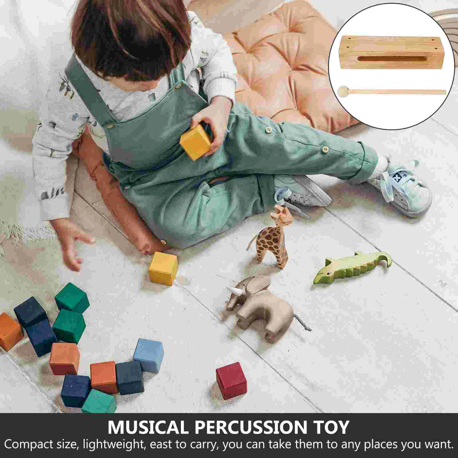 Hand Percussion Blocks Orff Clappers Instrument Musical Instruments Children Toy Wooden