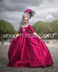 Victorian Rococo prom dresses  fuchsia French Court Royal Queen Marie Antoinette Costume Versailles corset evening gown outfit